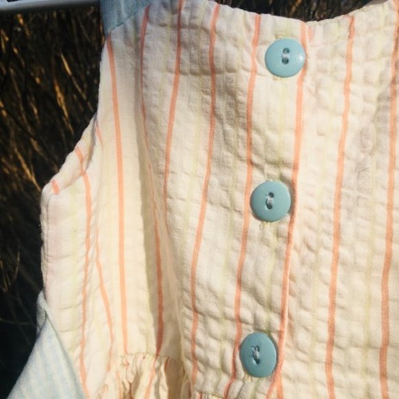 Classical, EUC, Seersucker, Cotton, Dress in Pastels, & Pale Blue Gingham  3T - Picture 6 of 7